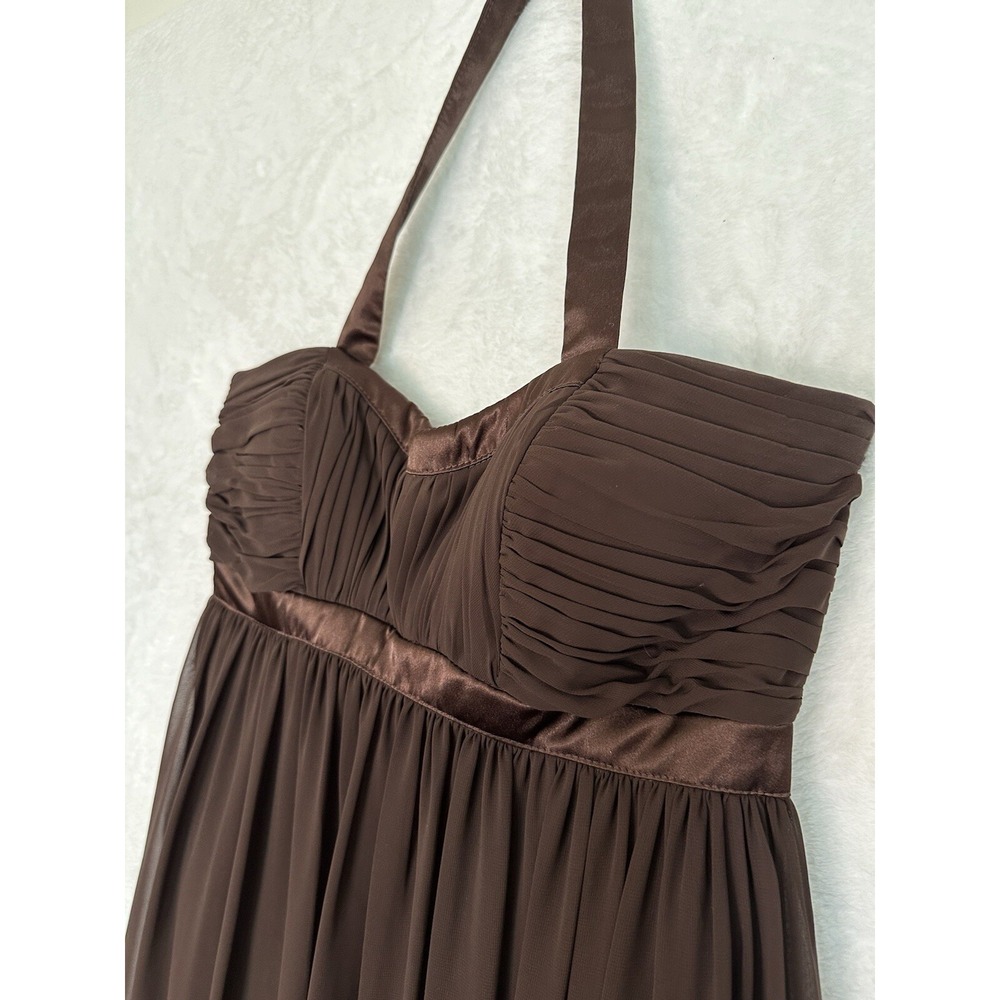 Bari Jay Dress Womans Size 8 Gown  Formal Brown‎ High Waist Halter Flowy EUC - Picture 12 of 16